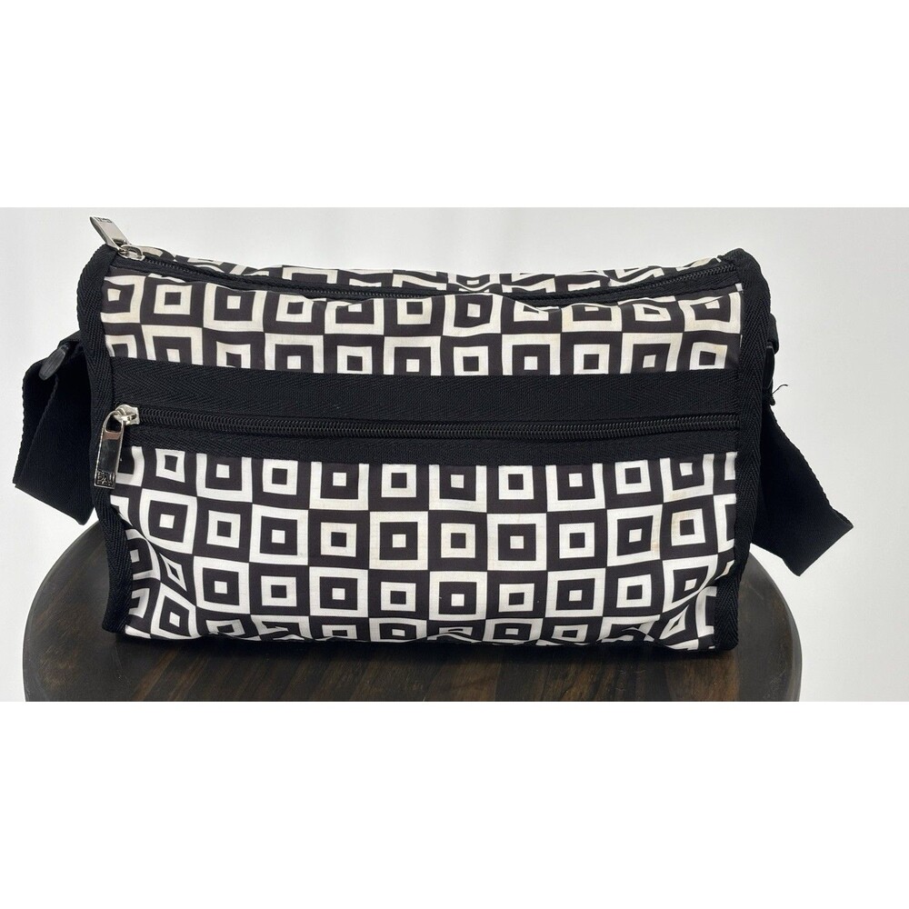 GAL Black & White Geometric Crossbody Bag - Good Condition